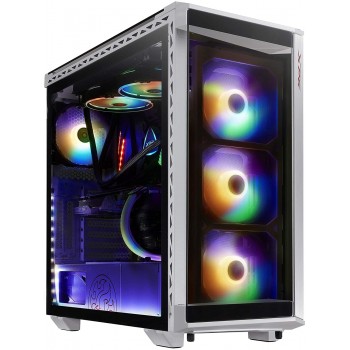 XPG Battle Cruiser Mid-Tower 4 RGB Fans Tempered Glass Panel PC Case White