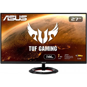 ASUS TUF Gaming 27” 1080P Monitor (VG279Q1R) - Full HD, IPS, 144Hz, 1ms, Extreme Low Motion Blur, Speaker, FreeSync Premium, Shadow Boost, VESA Mountable, DisplayPort, HDMI, Tilt Adjustable